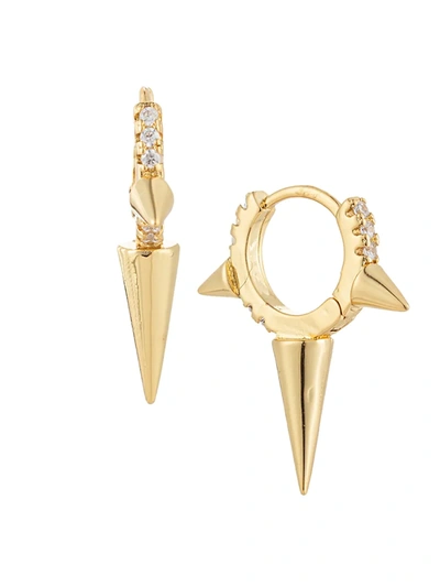 Eye Candy La Women's Luxe Spike 18k Goldplated & Cubic Zirconia Huggie Earrings In Neutral