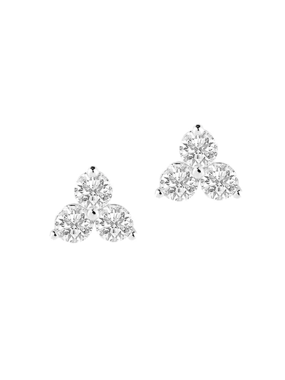 Cz By Kenneth Jay Lane Women's Look Of Real Rhodium Plated & Crystal Triple Round Pyramid Stud Earrings In Neutral