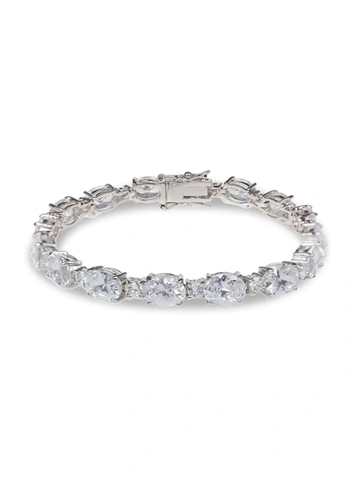 Cz By Kenneth Jay Lane Women's Look Of Real Rhodium Plated & Crystal Channel Bracelet In Neutral