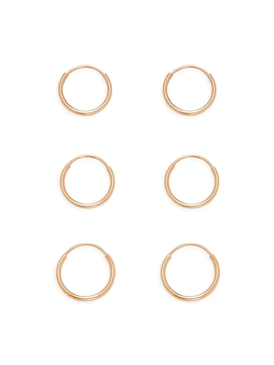 Saks Fifth Avenue Women's Set Of 2 14k Rose Gold Huggie Earrings