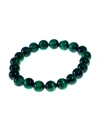 Jean Claude Men's Green Tiger Eye Beaded Bracelet In Green
