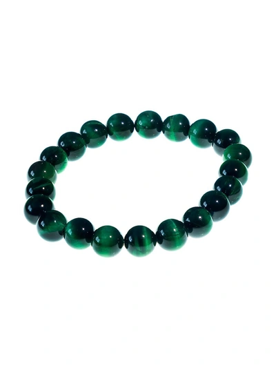 Jean Claude Men's Green Tiger Eye Beaded Bracelet