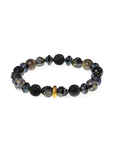 Jean Claude Men's Dell Arte 24k Yellow Gold, Sterling Silver & Multi-stone Stretch Bracelet