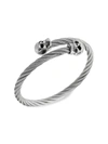 Eye Candy La Women's Luxe Double Skull Silvertone Titanium Cuff Bracelet In Neutral