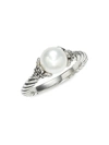 BELPEARL WOMEN'S OCEANA STERLING SILVER & 8.5MM WHITE ROUND CULTURED PEARL RING,0400013834208