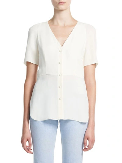 Theory Women's Waistcoat Silk Shirt In Ivory