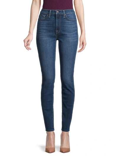 7 For All Mankind Gwenevere Womens Mid-rise Ankle Skinny Jeans In Athens Blue
