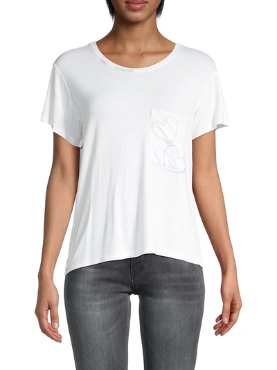 Allison New York Women's Hearts Pocket T-shirt In White