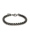 EFFY MEN'S BLACK RHODIUM-PLATED STERLING SILVER BOX CHAIN BRACELET,0400012603960