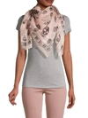 Alexander Mcqueen Women's Skull-print Silk Scarf In Shell