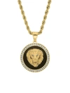 ANTHONY JACOBS MEN'S 18K GOLDPLATED STAINLESS STEEL & SIMULATED DIAMOND LION HEAD PENDANT NECKLACE,0400014193617