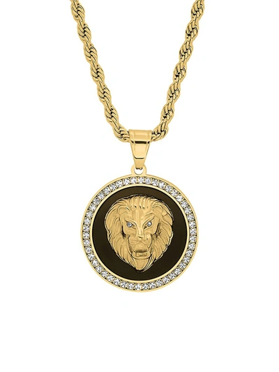 Anthony Jacobs Men's 18k Goldplated Stainless Steel & Simulated Diamond Lion Head Pendant Necklace In Neutral