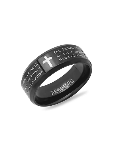Anthony Jacobs Men's Stainless Steel Prayer Ring In Neutral