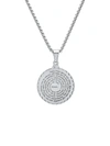 ANTHONY JACOBS MEN'S STAINLESS STEEL NOTRE PERE PRAYER ROUND PENDANT NECKLACE,0400014191384