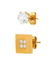ANTHONY JACOBS MEN'S SET OF 2 18K GOLDPLATED STAINLESS STEEL & SIMULATED DIAMONDS STUD EARRINGS,0400014191494