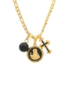 ANTHONY JACOBS MEN'S 18K GOLDPLATED STAINLESS STEEL & ENAMEL ST. BENEDICT PENDANT NECKLACE,0400014191642