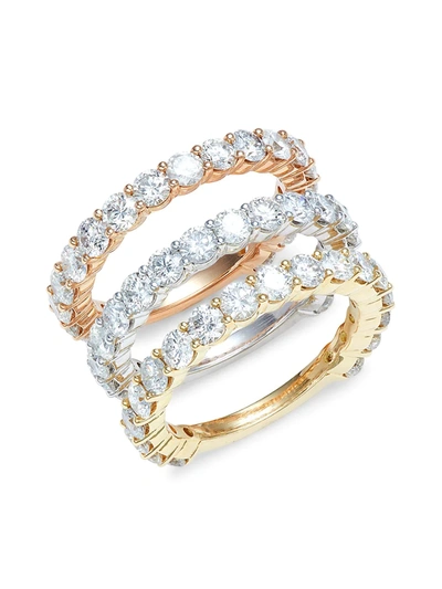 Diana M Jewels Women's 3-piece 14k Tri-tone Gold & Diamond Stackable Eternity Ring Set