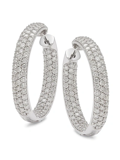Effy Women's 14k White Gold & 4.19 Tcw Diamond Hoop Earrings