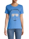Karl Lagerfeld Women's Embellished Sunglasses T-shirt In Azure