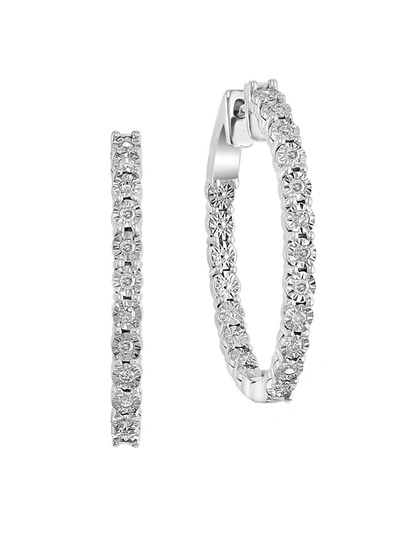 Effy Eny Women's Sterling Silver & 0.21 Tcw Diamond Hoop Earrings