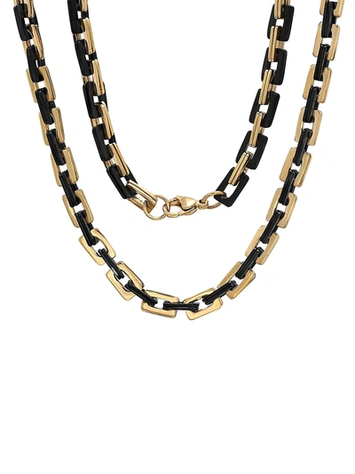 Anthony Jacobs Men's Two-tone Ip Stainless Steel & 18k Yellow Goldplated Square Rolo Chain Link Necklace