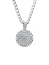 ANTHONY JACOBS MEN'S STAINLESS STEEL & SIMULATED DIAMOND ROUND JESUS HEAD PENDANT NECKLACE,0400014191674