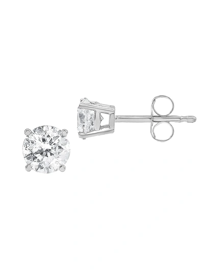 Saks Fifth Avenue Women's 14k White Gold, 14k Rhodium Plated Gold & 0.66 Tcw Diamond Solitaire Stud Earrings