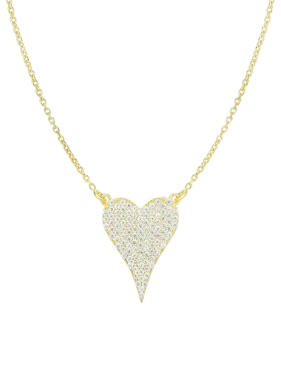 Chloe & Madison Women's 14k Yellow Gold Vermeil & Crystal Heart Pendant Necklace