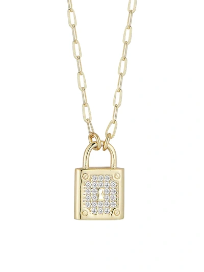 Chloe & Madison Women's Padlock 14k Yellow Goldplated Sterling Silver & Crystal Pendant Necklace