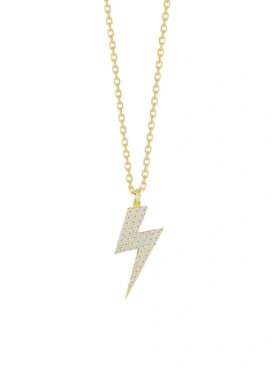 Chloe & Madison Women's 14k Yellow Gold Vermeil & Crystal Lightning Bolt Pendant Necklace
