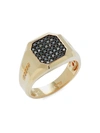 EFFY MEN'S 14K YELLOW GOLD & 0.49 WHITE & BLACK DIAMOND RING,0400014165101