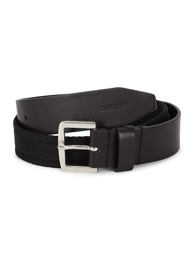 Diesel B-visible Leather Belt In Black