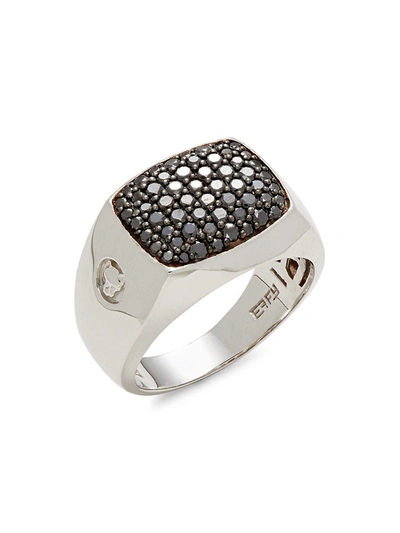 Effy Men's 14k White Gold & Black Diamond Ring