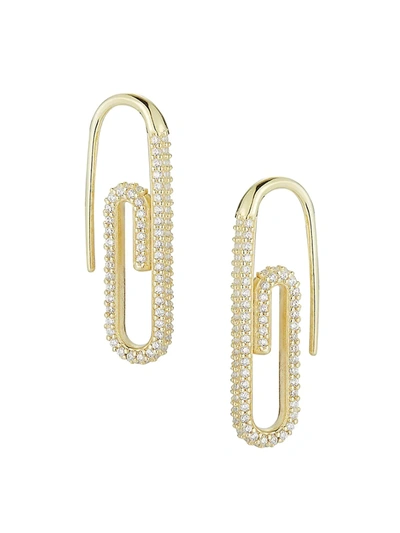 Chloe & Madison Women's Gold Vermeil & Cubic Zirconia Paperclip Threader Earrings