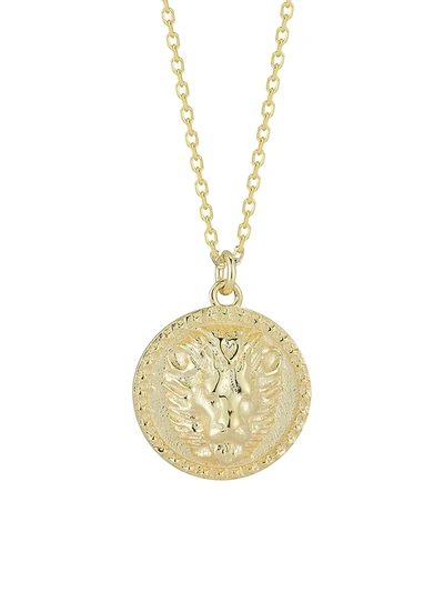 Chloe & Madison Women's 14k Goldplated Sterling Silver Lion Head Medallion Pendant Necklace