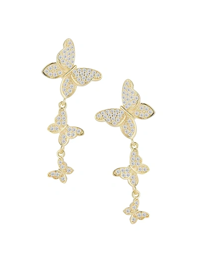 Chloe & Madison Women's 14k Goldplated Sterling Silver & Cubic Zirconia Butterfly Drop Earrings