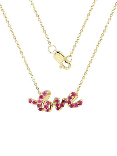 Saks Fifth Avenue Women's 14k Yellow Gold & Ruby Love Pendant Necklace