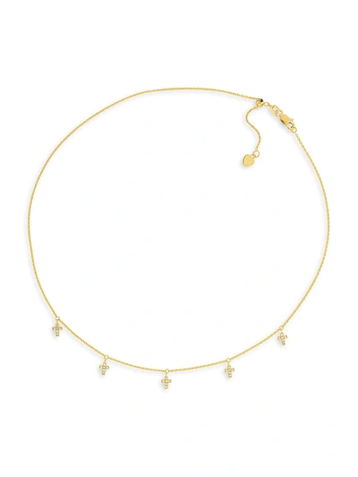 Saks Fifth Avenue Women's 14k Yellow Gold & Cubic Zirconia Mini Cross Choker Necklace