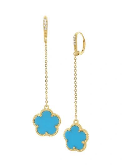 Jan-kou Women's Flower 14k Goldplated & Cubic Zirconia Drop Earrings In Turquoise