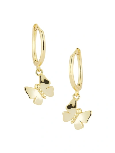 Chloe & Madison Women's 14k Yellow Gold Vermeil Butterfly Hoop-drop Earrings