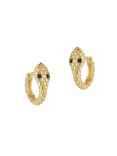 Chloe & Madison Women's 14k Goldplated Sterling Silver Snake Huggie Hoop Earrings