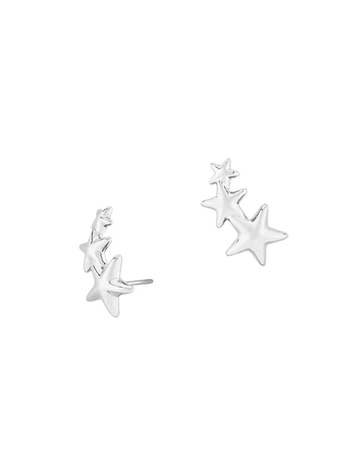 Saks Fifth Avenue Women's 14k White Gold Triple Star Climber Earrings