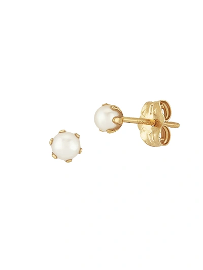 Saks Fifth Avenue Women's 14k Yellow Gold & 3mm Round Cultured Pearl Stud Earrings