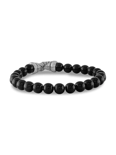 Esquire Men's Jewelry Men's Sterling Silver & Black Onyx Beaded Bracelet