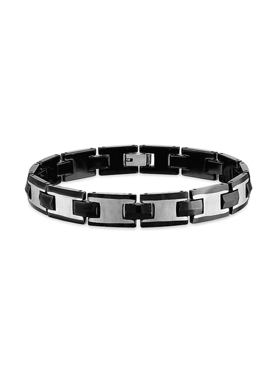 Esquire Men's Jewelry Men's Two-tone Stainless Steel & Tungsten Link Bracelet In Black
