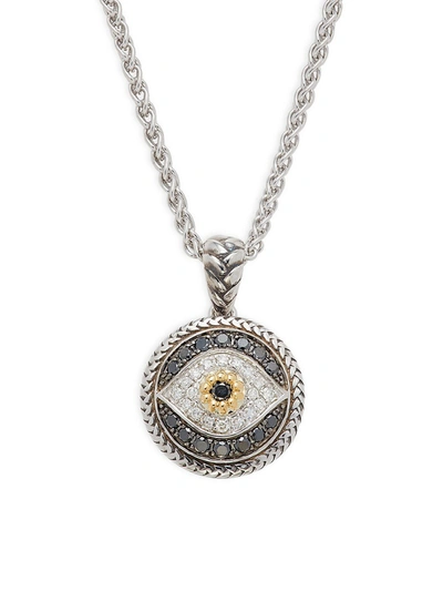 Effy Eny Women's Sterling Silver & 18k Yellow Gold, Black & White Diamond Evil-eye Pendant Necklace