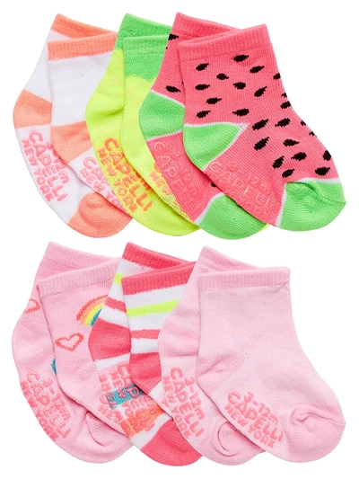 Capelli New York Baby Girl's & Little Girl's 6-pack Watermelon Crew Socks In Pink