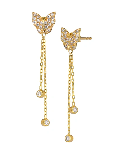 Gabi Rielle Women's Happy Me 14k Gold Vermeil & Crystal Butterfly Dangle Earrings