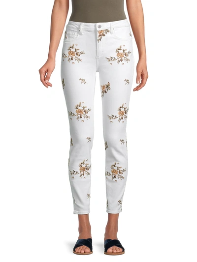 Driftwood Women's Floral-print Jeans In White