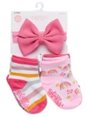 CAPELLI NEW YORK BABY GIRL'S 6-PACK SOCKS & BOW HEADBAND SET,0400014144199